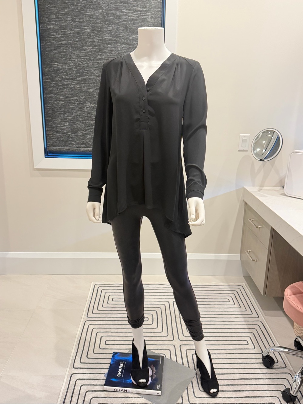 White House Black Market Black V-Neck Tunic